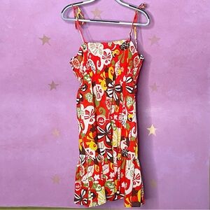 J. Crew Orange Multi Tropical Smocked Cover Up Dress Size Medium